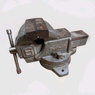 Vtg Buffalo Bench Top Vice Vise Huge 6 Heavy Duty 66 lbs Swivel Tool Shop Big
