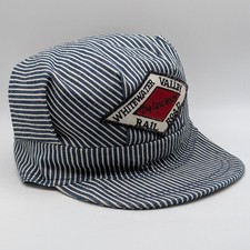 Vintage Whitewater Valley Railroad Snapback Hat Made In USA Rail Road Striped