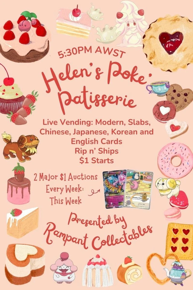 ₊˚⊹♡Helen's Poke' Patisserie┃Single┃Sealed┃Slabs┃$1 Auctions♡⊹˚₊