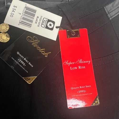 South Pole Super Skinny Jeans Junior 7 Black Gray Low Rise Embroidered Stretch - Picture 9 of 18