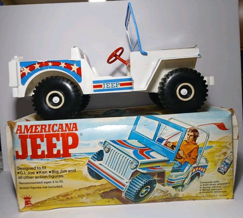 Rara vecchia Jeep GI Joe Big Jim Americana 1973 vintage rossa bianca blu scatola originale - Foto 10 di 24