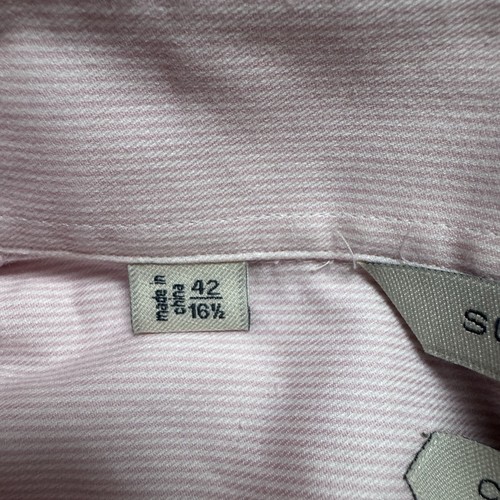 SuitSupply Cotton Two Ply Spread Collar Shirt In Pink Pin Stripe Size: 16.5, 42 - Picture 4 of 11