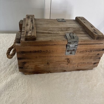 Vintage wood land mine TNT crate/box rope handles