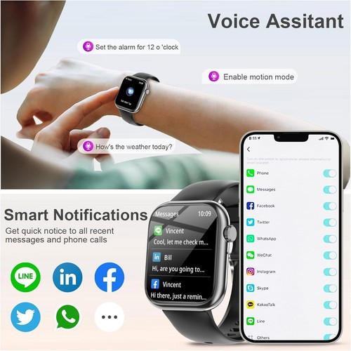Montre Connectée 2025 pour Homme/Femme, Montre Connectée Étanche Bluetooth Samsung - Photo 12 sur 16