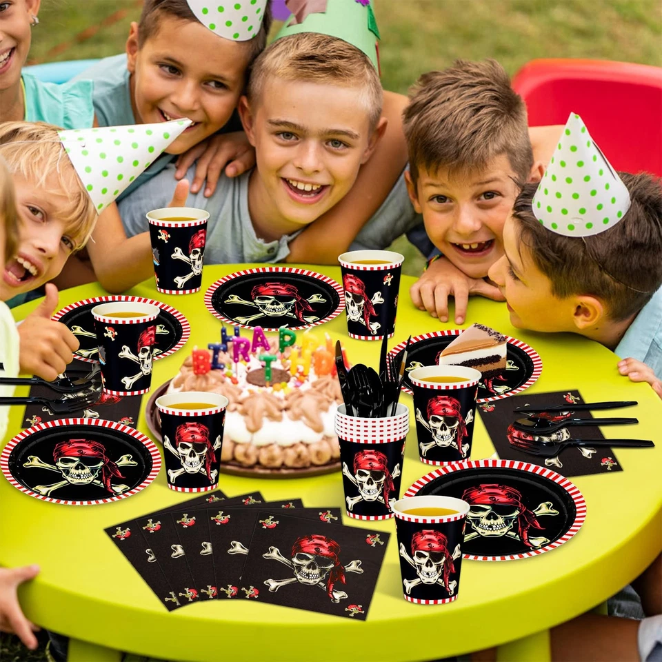 Pirate Party Supplies, Red Pirate Themed Party Decorations Skull Corssbone Pi... - Image 4 of 4