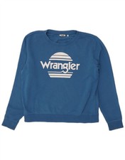 WRANGLER Womens Oversized Graphic Sweatshirt Jumper UK 14 Medium Blue AX01