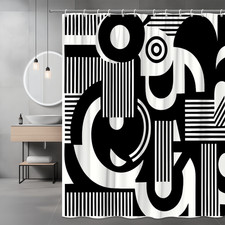 Chic Black and White Shower Curtain with Abstract Design