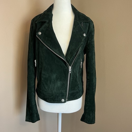 BlankNYC Green Suede Leather Moto Motorcycle Jacket Women's Small - Picture 1 of 10