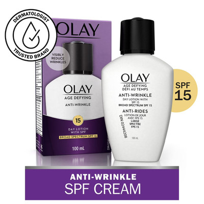 Olay Age Defying Anti-Wrinkle Day Face Lotion with Sunscreen SPF 15, 3.4 fl oz,