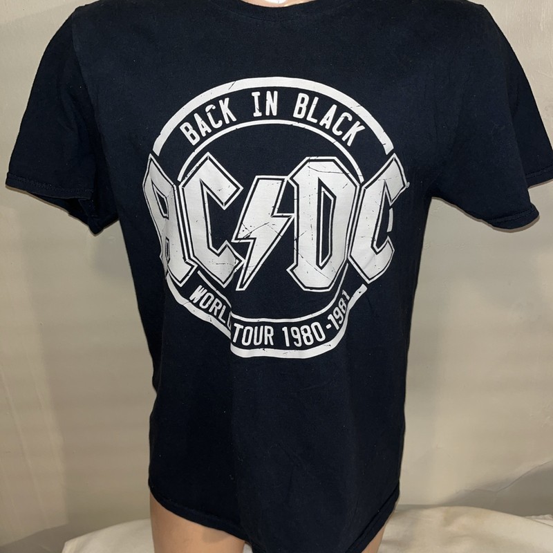 AC/DC World Tour 1980-1981 T-Shirt Mens L Large Black Live LP CD 100% Cotton