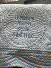 36 x 45 Personalized Embroidered Heirloom Baby Quilt Keepsake Baby Shower Gift