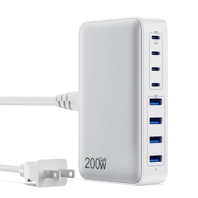 USB C Charger 200W USB C Charger Block,Upgraded GaN III 8-Port Fast Charging ...