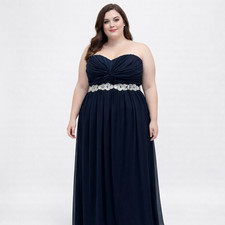 City Triangles Y2K Strapless Chiffon Prom Dress Sz 19 Maxi Sweetheart Rhinestone