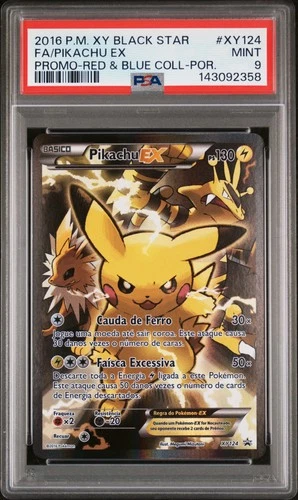 2016 POKEMON XY RED & BLUE COLLECTION-PORTUGUESE FULL ART/PIKACHU EX PSA 9