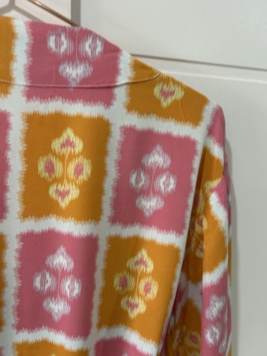 Piyama Robe S/M Kimono Style With Tie Pink Orange - Picture 7 of 9