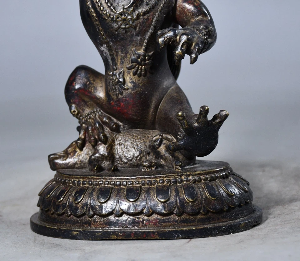 Antigua estatua de Buda Vajra cabeza de buey dorado bronce budismo tibetano antiguo de China de 8,7" Foto 3 de 4