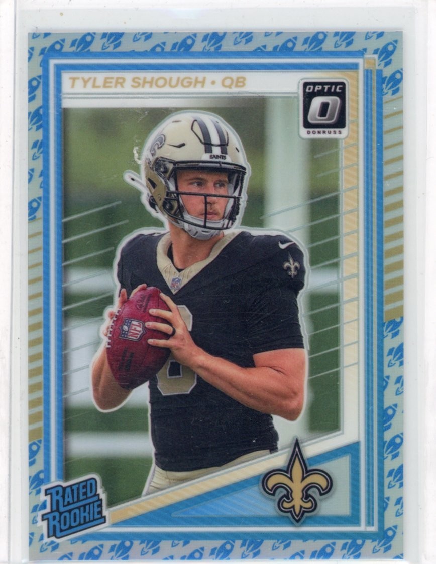 Tyler Shough 2025 Panini Donruss Optic Rocket Emoji SSP #223 Rated Rookie (RC)
