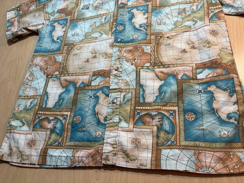Cooke Street World Maps Cartographer Vintage Button Up Hawaiian Shirt Made USA L - Picture 5 of 9