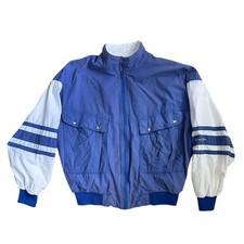 Vintage General Motors Blue White Nylon Jacket XXL USA Made 80s Varsity Style