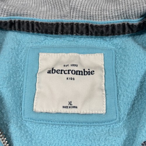 Vintage Abercrombie & Fitch Hoodie Sweatshirt Kids XL Full Zip Blue Embroidered - Picture 6 of 9