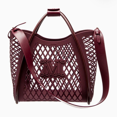 Max Mara Burgundy JBag Rubber Tote with Shoulder Strap