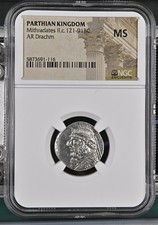 Greece Parthian Kingdom 121-91 BC AR Drachm Mithradates II NGC MS