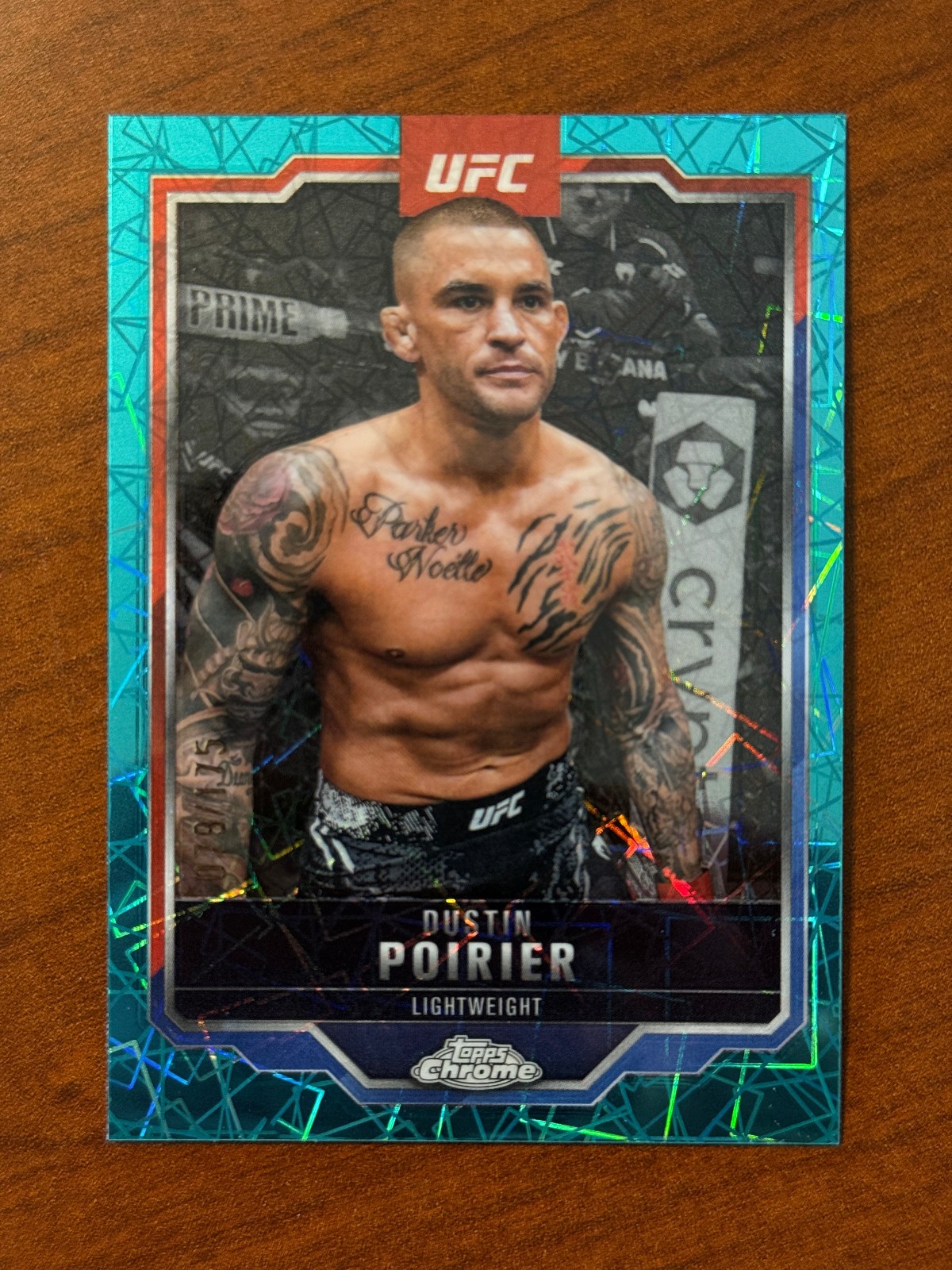 Dustin Poirier 2025 Topps Chrome UFC #7 Teal Laser Refractor /175