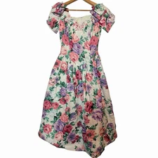 Vintage Jessica McClintock Floral Tea Dres 5/6 Cute Prom Garden