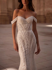 Pearls Wedding Dresses Stunning Sequin Luxury Zipper Back Bridal Gowns Vestidos