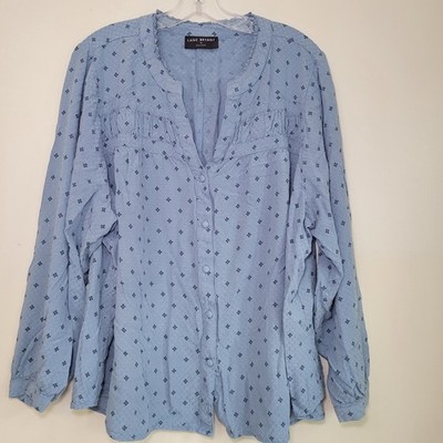 Lane Bryant Button Down Long Sleeve Blouse V-Neck Size 26