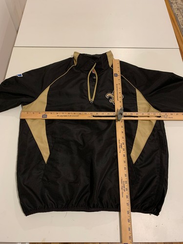 New Orleans Saints Jacket Medium Black 1/2 Zip Windbreaker Retro NFL Team Nylon - Picture 3 of 8