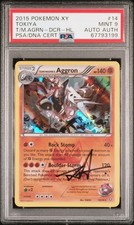 2015 XY Double Crisis Pokemon Team Magma's Aggron #14 Autographed / Signed PSA 9