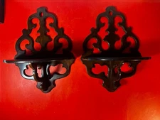 Vintage Pair Chippindale Butler Scroll Cut Wood Wall Shelf C101 – Ornate 13"