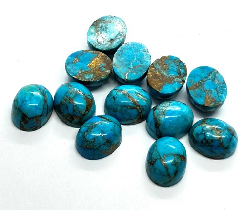 Oval Flat Back Blue Copper Turquoise AAA Loose Gemstone For Assorted Jewelry - Picture 2 of 21