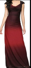 alex evenings dress Ombre Glitter Cowl Neck Cap Sleeve Gown