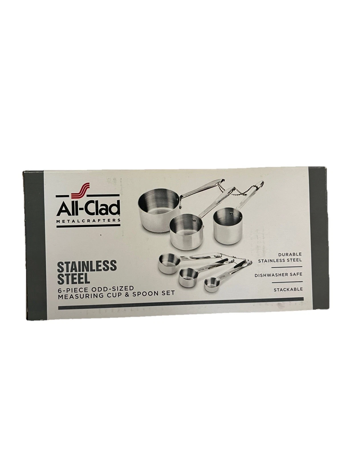 All-Clad Stainless Steel 6-Piece Odd-Sized Measuring Cup & Spoon Set- NEW