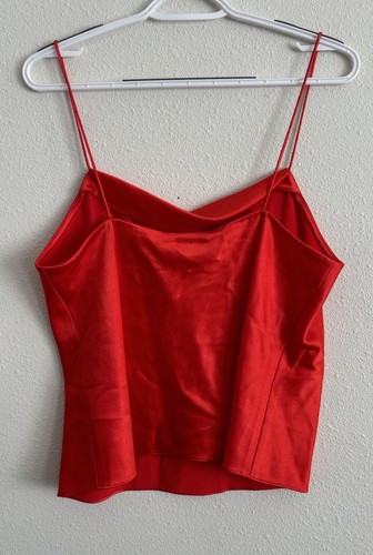 Alice + Olivia Harmon Drapey Slip Tank Cowl Neck Satin Size Large Red NWT - Picture 2 of 6