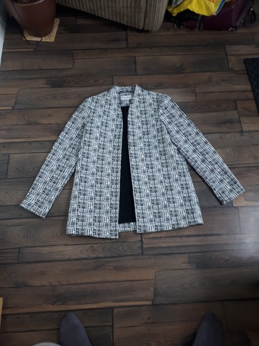 Calvin Klein Black White Blazer Jacket Size UK 12 Designer Geometric - Picture 3 of 11