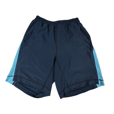 Lululemon Athletic Pace Breaker Shorts Blue Colorblock Lined Elastic Size M 8''