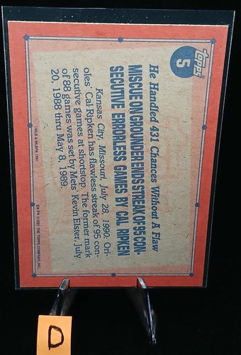 1991 Topps Cal Ripken 1990 Record Breaker (4 Cards) #5 Baltimore Orioles - Picture 8 of 8