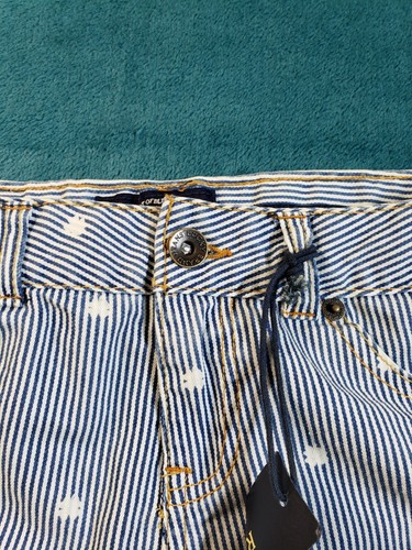 Lucky Brand Shorts Sz 14 Youth Girls Blue Stretch Bermuda Jean Striped Riley NWT - Picture 10 of 17