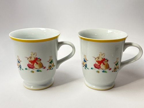 Williams Sonoma Meadow Bunny Rabbit Mug Cup Easter Egg Set 7 Pastel Decor Retro - Picture 9 of 17