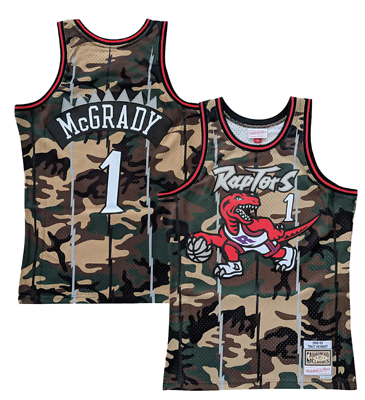 Men's Toronto Raptors Tracy McGrady #1 Camo Mitchell & Ness