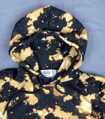 WESC Men’s Sz XL Hoodie Black & Goldish Pullover Soft Pocket Pre-owned - Picture 8 of 12