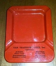 2 Vintage Red Metal Promotional Ashtray VAN TRANSPORT LINES, INC.