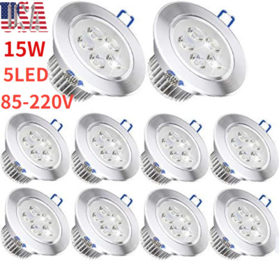 10Pcs Dimmable LED Recessed Ceiling PanelLight Downlight Spotlight Home Lighting