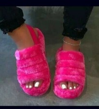 fur slides women Sizes 6-9
