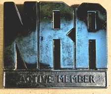 NRA National Rifle Association Active Member Surface Etch Blackened Belt Buckle