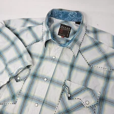 Roper Men’s Western White Snap Sawtooth Pockets Cowboy Shirt Size X-Large Plaid