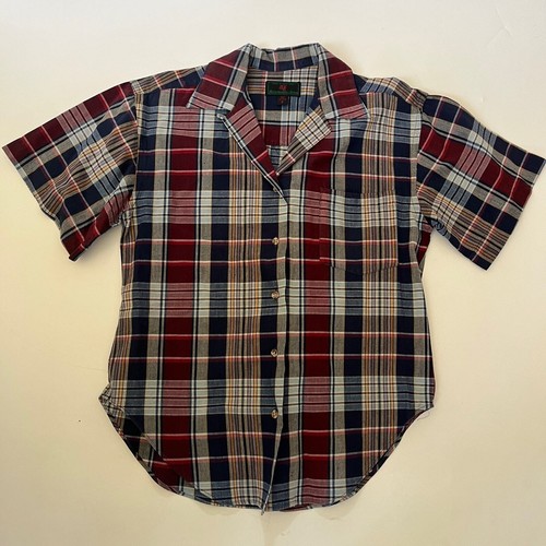 Vtg 80's Abercrombie & Fitch Plaid Camp Shirt Shirt Sz S Fitted Button Down
